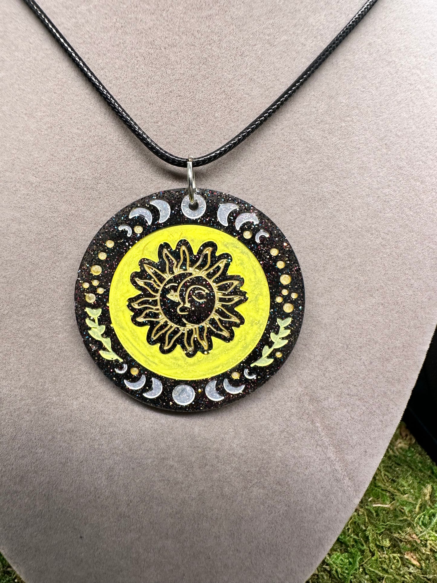 Circle Pendant with Sun and Moon designs