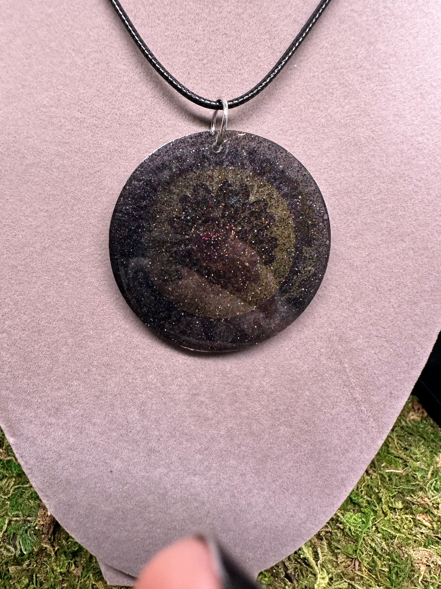 Circle Pendant with Sun and Moon designs