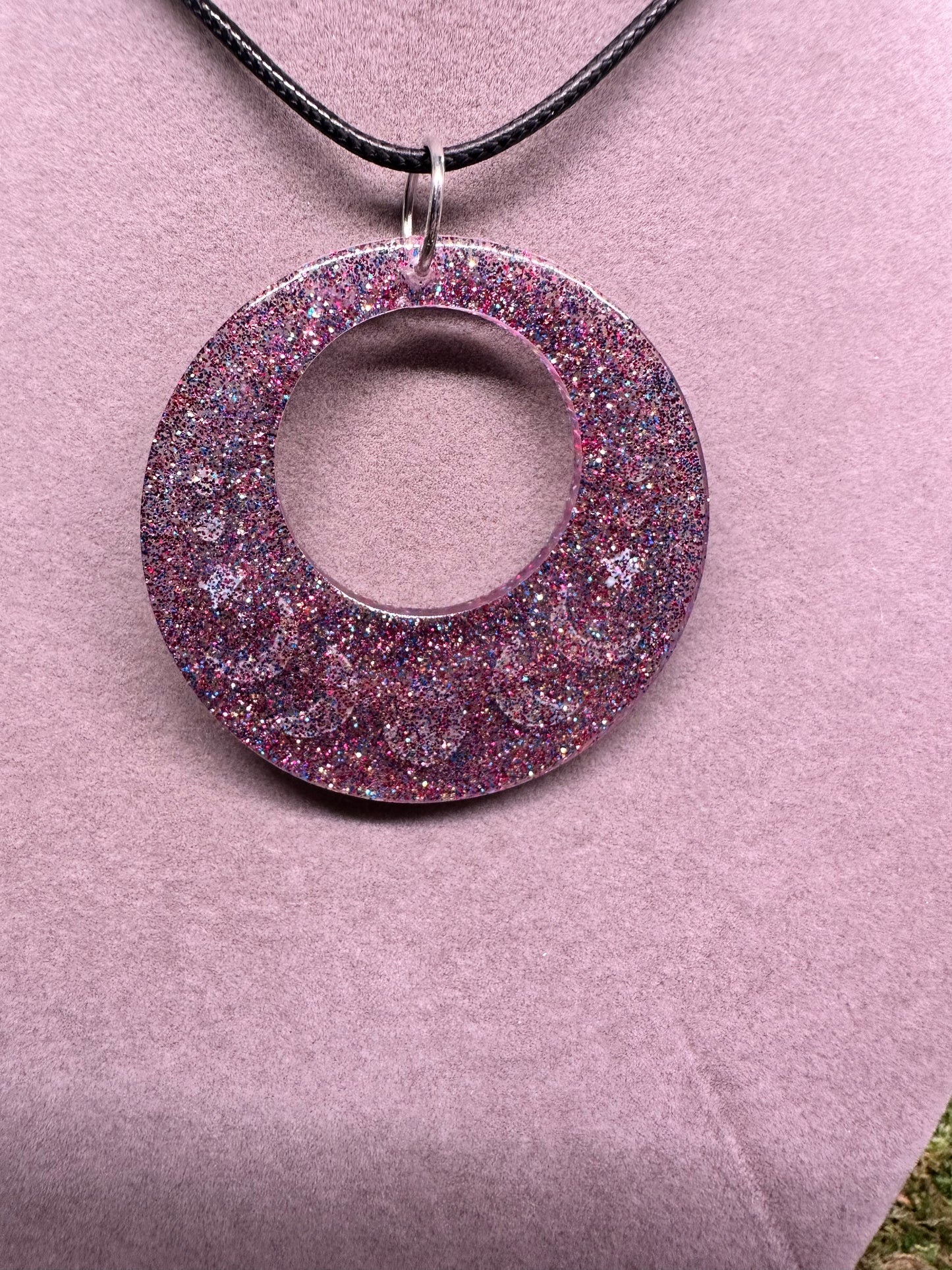 Cutout Circle Pendant with Silver Moons