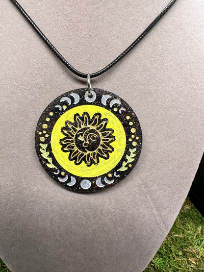 Circle Pendant with Sun and Moon designs