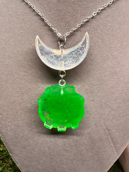 Moon and Cauldron Necklaces