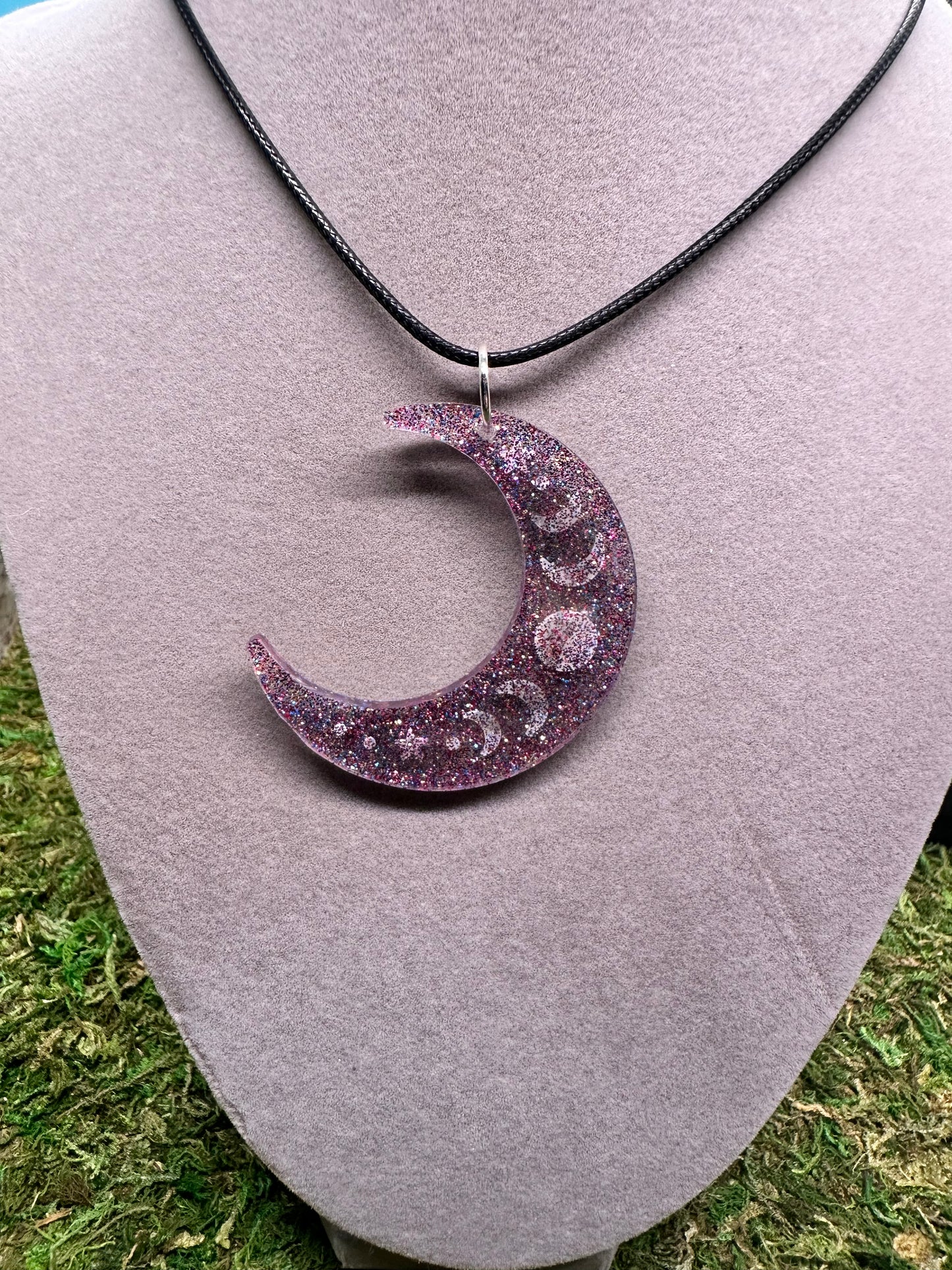 Crescent Moon Pendant with Moon Phases