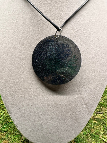 Circle Pendant with Flower Design