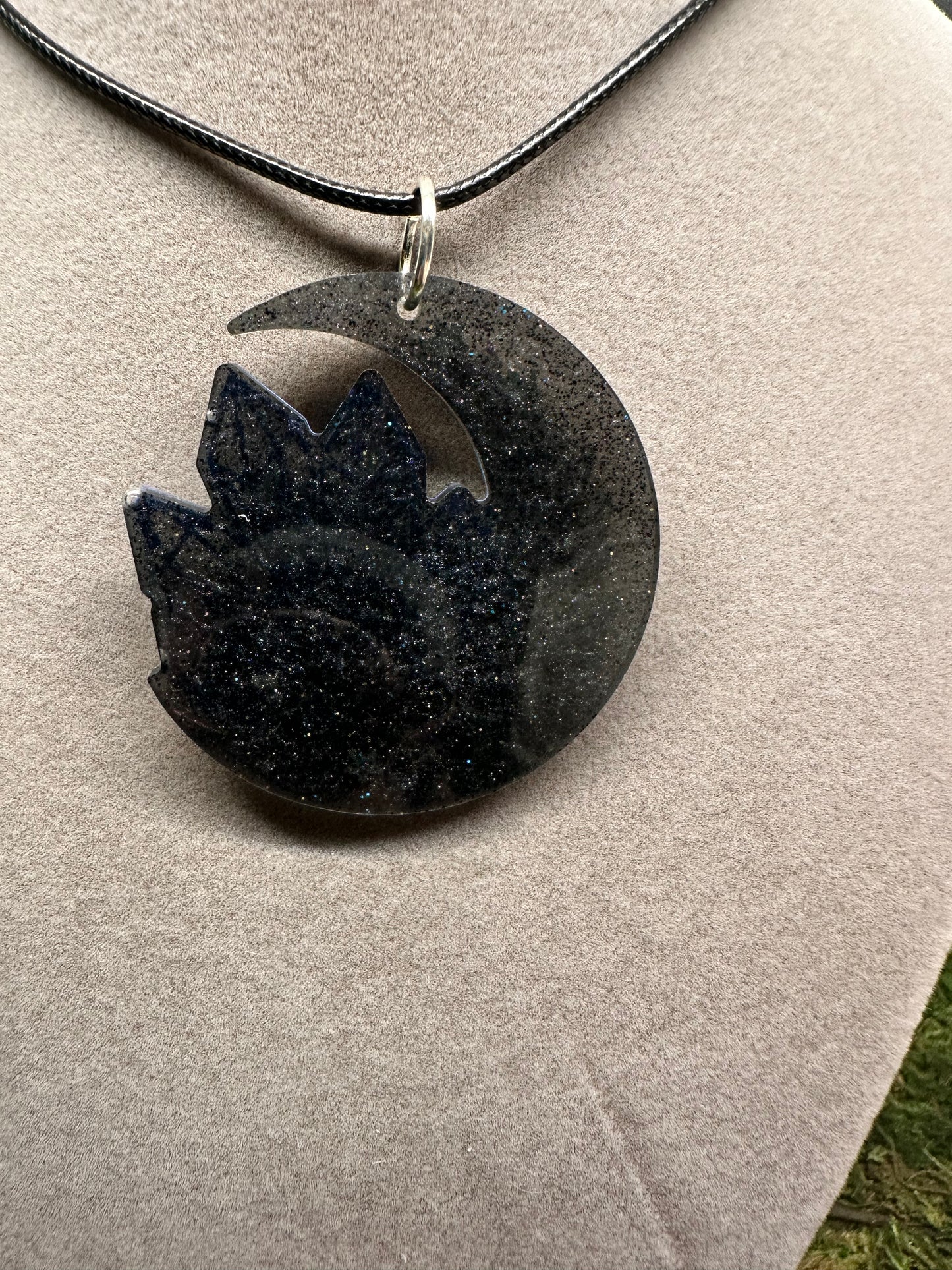 Crescent Moon Pendant with Crystal Details