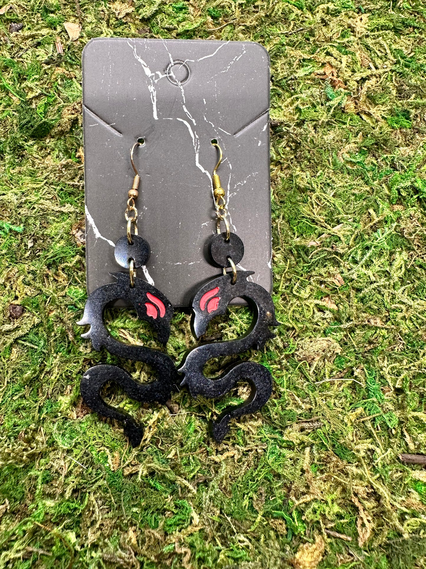 Red and Black Wyvern Earrings