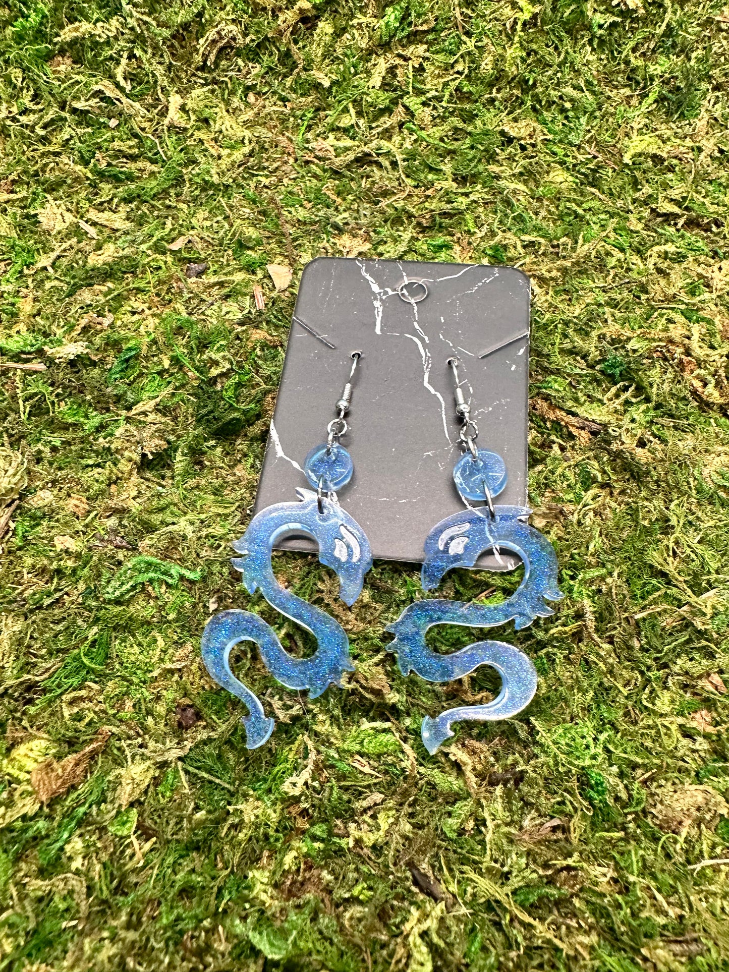 Shimmery Blue Wyvern Earrings