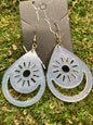 Clear Shimmering Sun and Moon Earrings