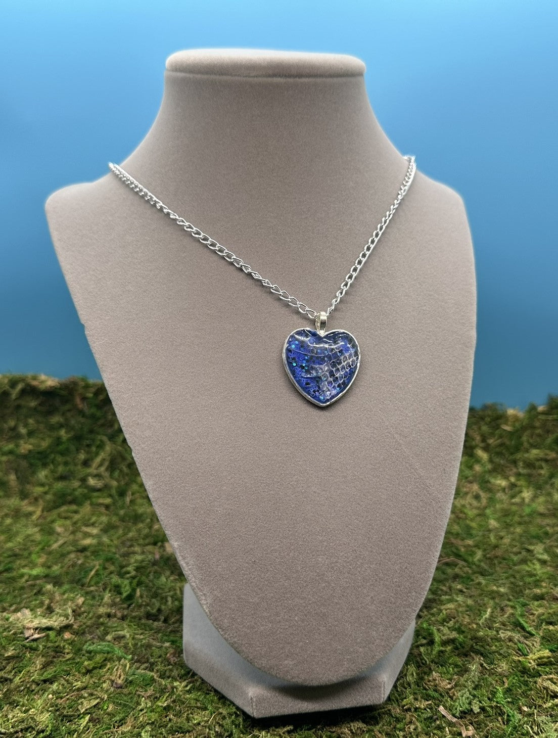 Heart Pendant with Real Snake Skin