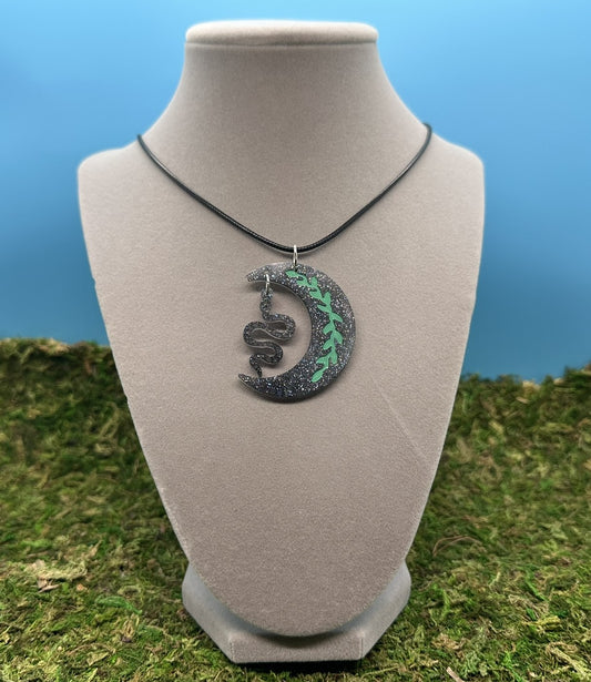 Crescent Moon and Snake Pendant