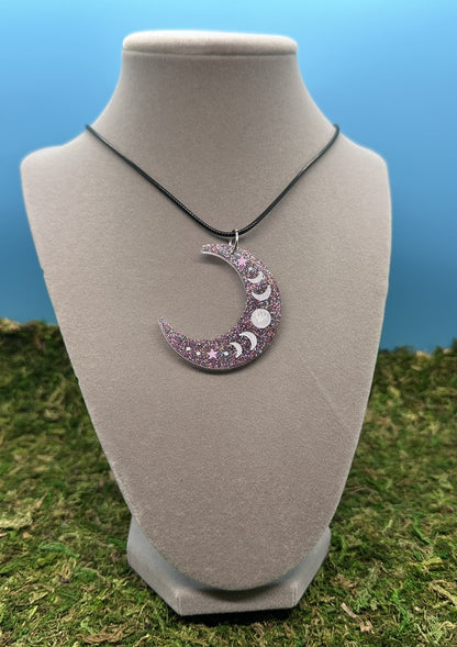 Crescent Moon Pendant with Moon Phases