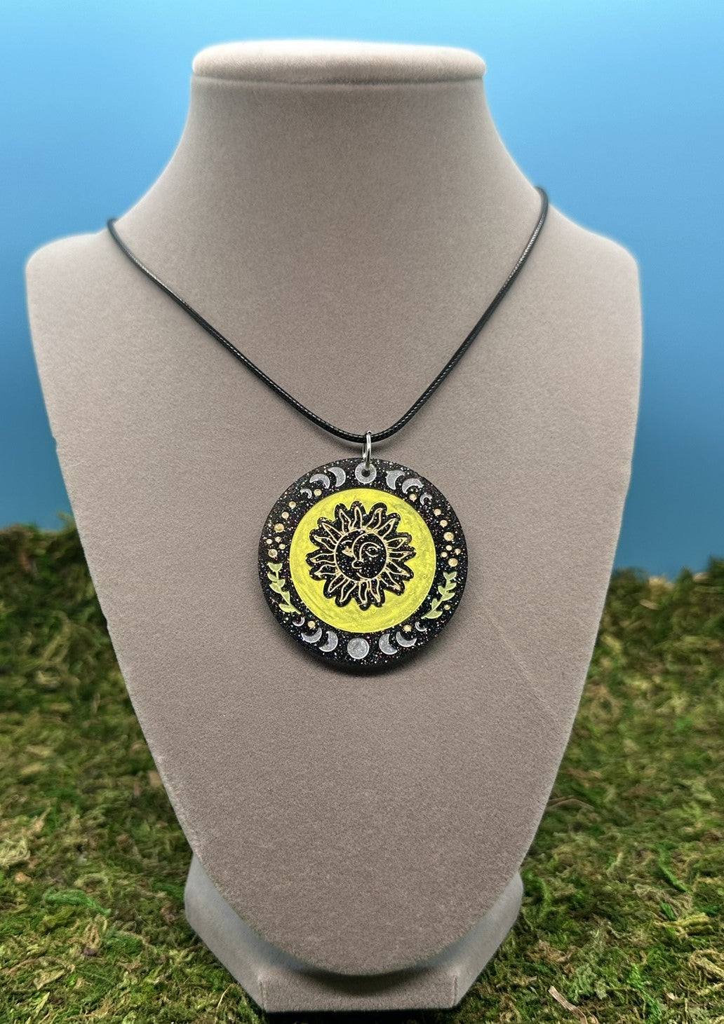 Circle Pendant with Sun and Moon designs
