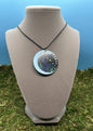 Blue Circle Pendant with Crystals and Moons