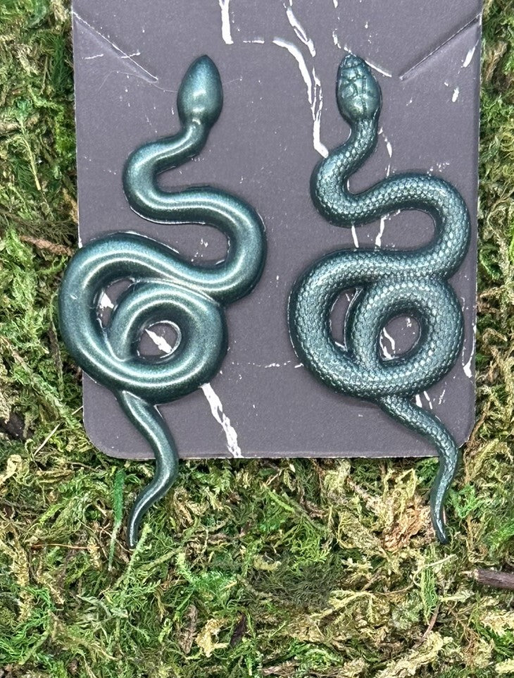 Mismatched Green Snake Earrings