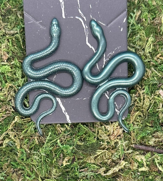 Mismatched Green Snake Earrings