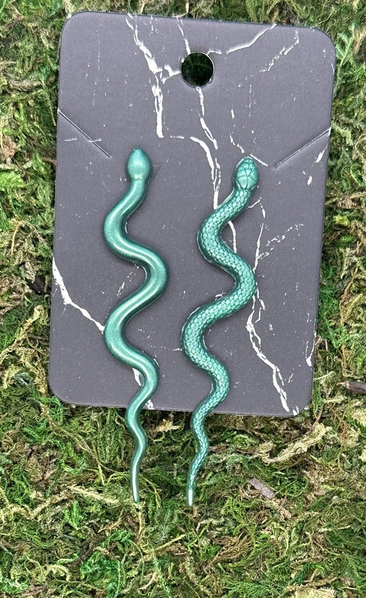 Mismatched Green Snake Earrings