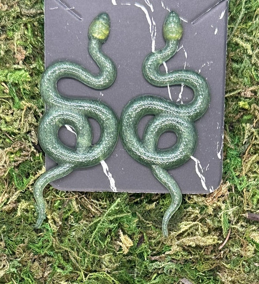 Translucent Green Snake Earrings