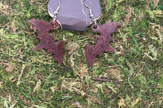 Transparent Ruby Bat Earrings